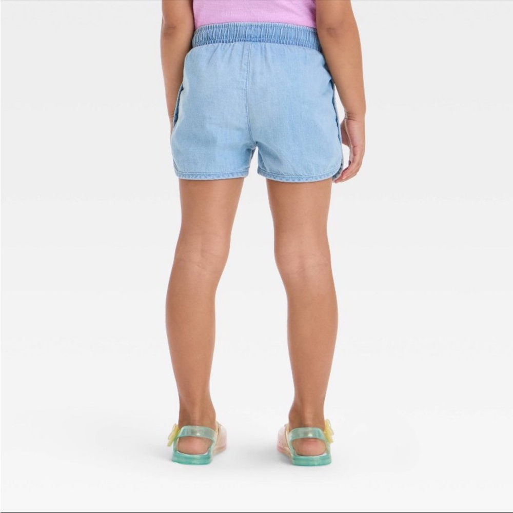 Cat & Jack Toddler Girls’ Light Wash Elastic Waist Pull-On Style Shorts. Size 3T - Picture 3 of 7